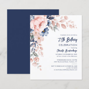 Papier Elégant rose floral 80e anniversaire Invitation de