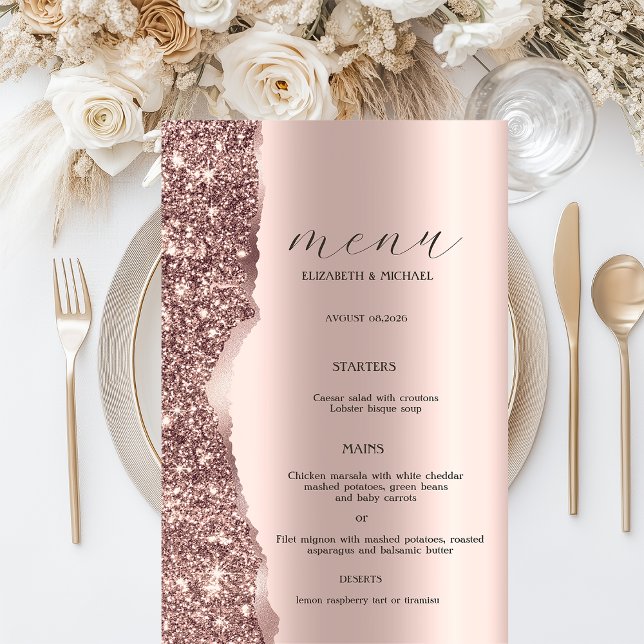 Papier Elegant Rose Gold Glitter Script  (Créateur téléchargé)