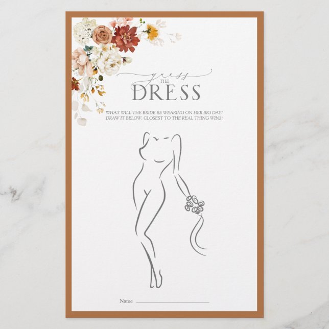 Papier Elégant rouille Orange Fête des mariées Florale Je (Devant)