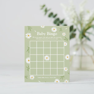 Papier Elégant Sage Green Daisies Baby shower Bingo Jeu