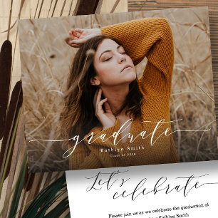 Papier Élégant script BUDGET Minimaliste GRAD Invitation