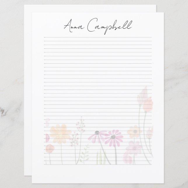 Papier Elegant Script Monogram Personalized Stationery (Devant / Derrière)