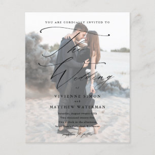 Papier Élégant script photo budget Faire-part de mariage