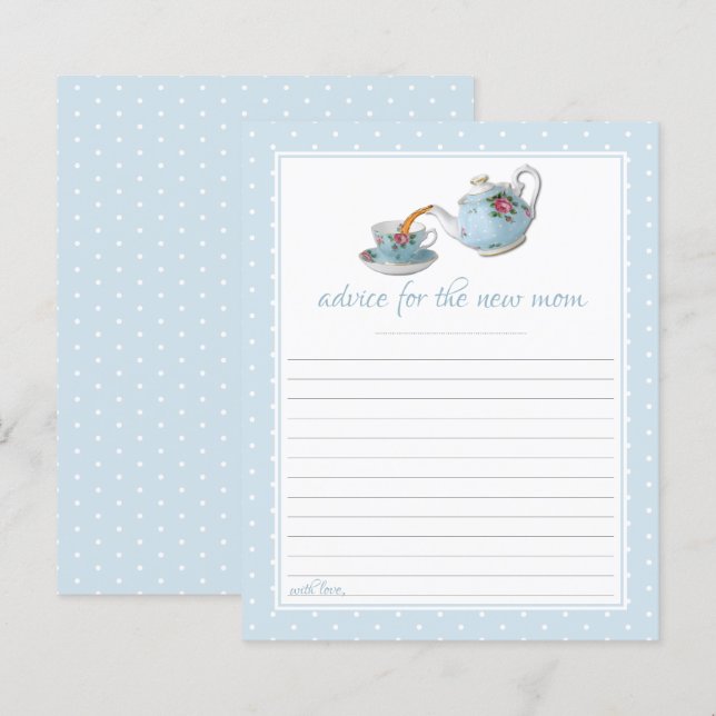 Papier Elégant Teacups Baby shower Tea Party Conseils (Devant / Derrière)
