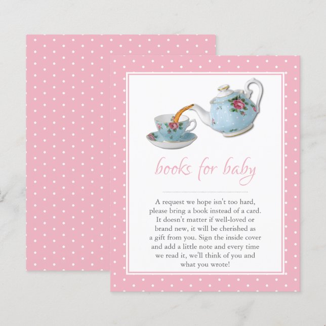 Papier Elégant Teacups Baby shower Tea Party Demande de r (Devant / Derrière)