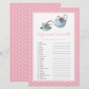 Papier Elégant Teacups Baby shower Tea Party Word Scrable