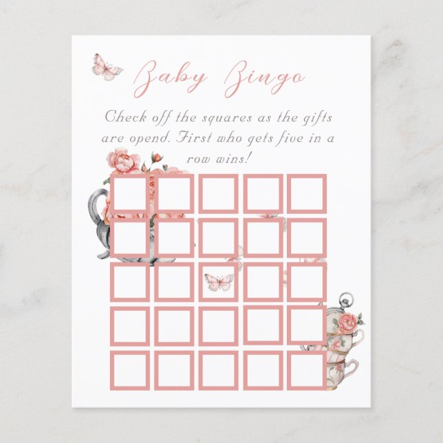 Papier Elégant Thé Papillon Floral Douche Jeu (Devant)