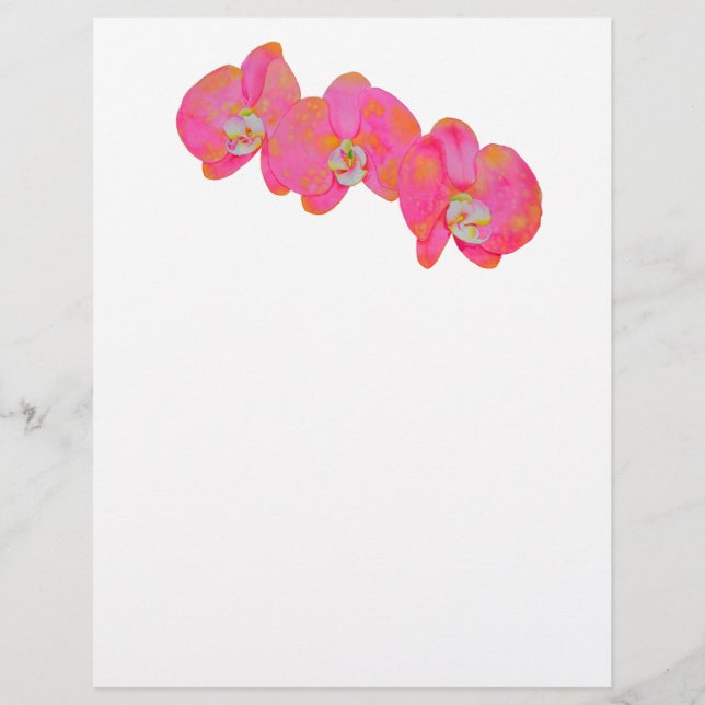 Papier Elégante aquarelle rose orchidées tropicale fleuri (Devant)