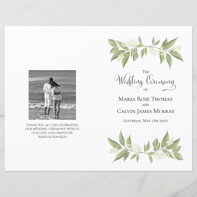 Papier Élégante cérémonie de mariage Foliage Sage Green (Devant)