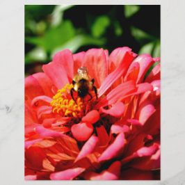 Papier Elégante corail rouge floral mignonne bourdon bee