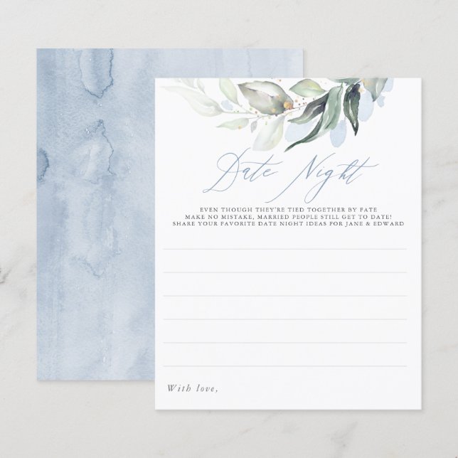 Papier Elégante Dusty Blue Green Date Idées de nuit (Devant / Derrière)