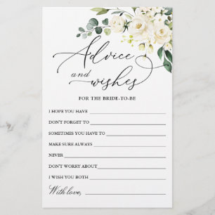 Papier Elégante Eucalyptus Rose blanche Voeux & Conseils 