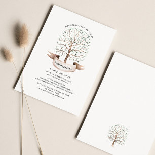 Papier Elégante famille Réunion Aquarelle Arbre Invitatio