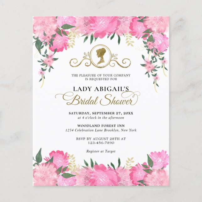 Papier Élégante Fête des mariées victorienne rose pâle (Devant)