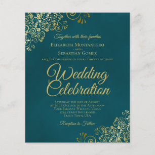 Papier Élégante invitation de mariage pas chère sarcelle 