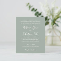 Élégante invitation de mariage pas chère vert saug