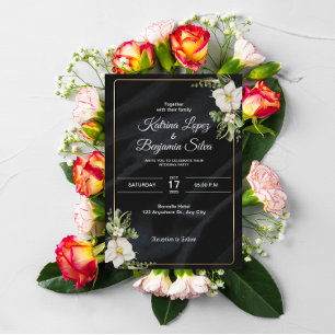 Papier élégante invitation de mariage vintage noir