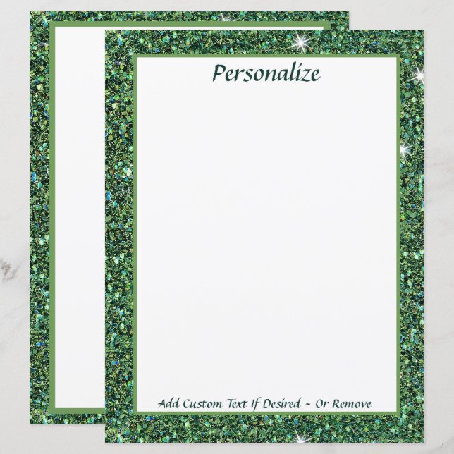 Papier Elégante Parties scintillant verte Personnaliser P (Devant / Derrière)
