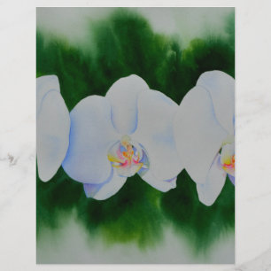 Papier Elégante peinture d'orchidée tropicale blanche