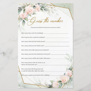 Papier Elégante poudre rose roses or Guess Le nombre