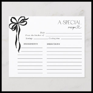 Papier Élégante Recette de Baby Shower à l'Aquarelle Noir