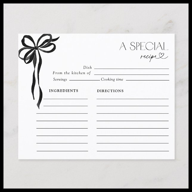 Papier Élégante Recette de Baby Shower à l'Aquarelle Noir (Créateur téléchargé)