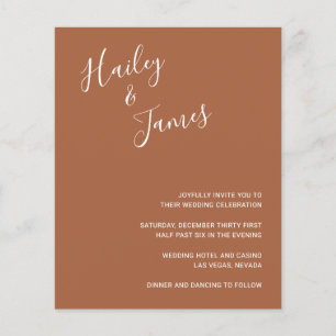 Papier Élégante Terracotta Moderne Budget Mariage Inviter