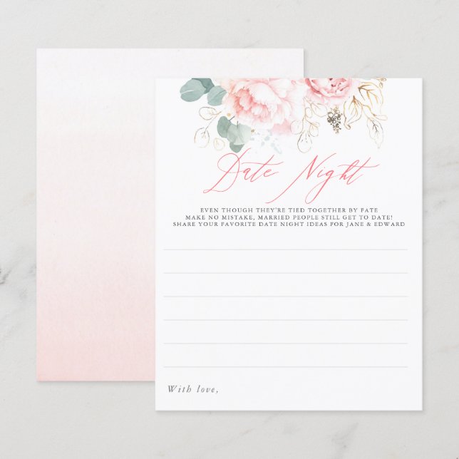 Papier Elégante verdure rose Floral Date Nuit Idées (Devant / Derrière)