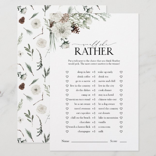 Papier Élégante Voudrait-Elle Plutôt Floral Fête des mari (Devant / Derrière)