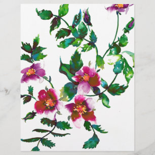Papier Élégantes roses florales aquarelle magenta rose