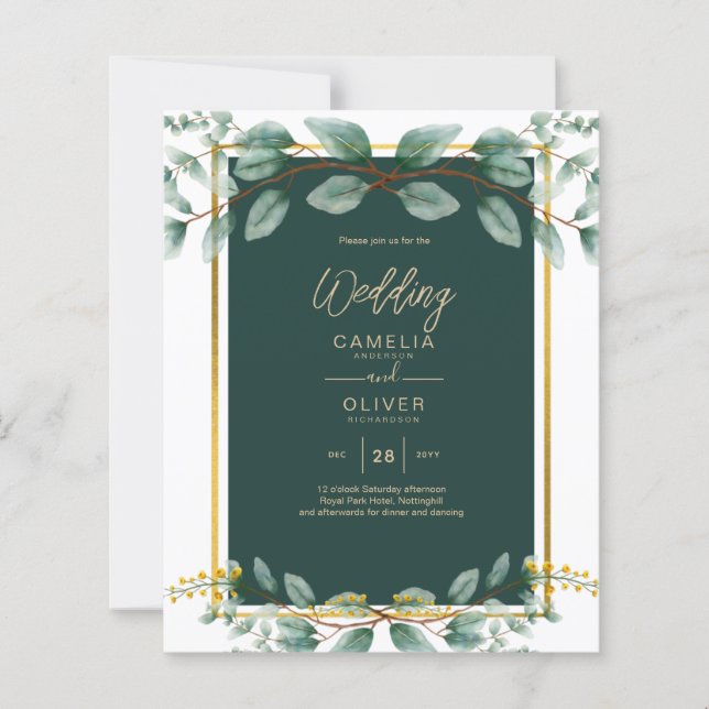 Papier Élément de jeu de Mariages Emerald Green Gold - Co (Devant)