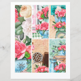 Papier Éléments de scrapbook romantique de jardin floral