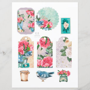 Papier Éléments de scrapbook romantiques de jardin floral