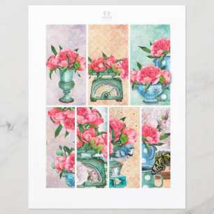 Papier Éléments de scrapbook romantiques de jardin floral