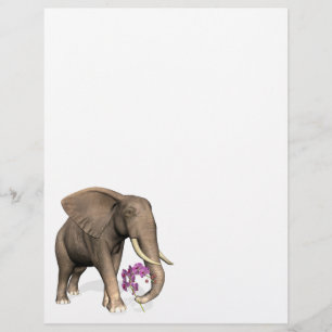 Papier Éléphant avec orchidée rose