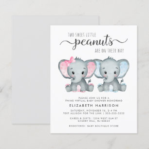 Papier Elephant Baby Boy Girl Twins Virtual Shower Invita