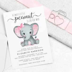 Papier Elephant Baby Girl Virtual Shower Budget Invitatio