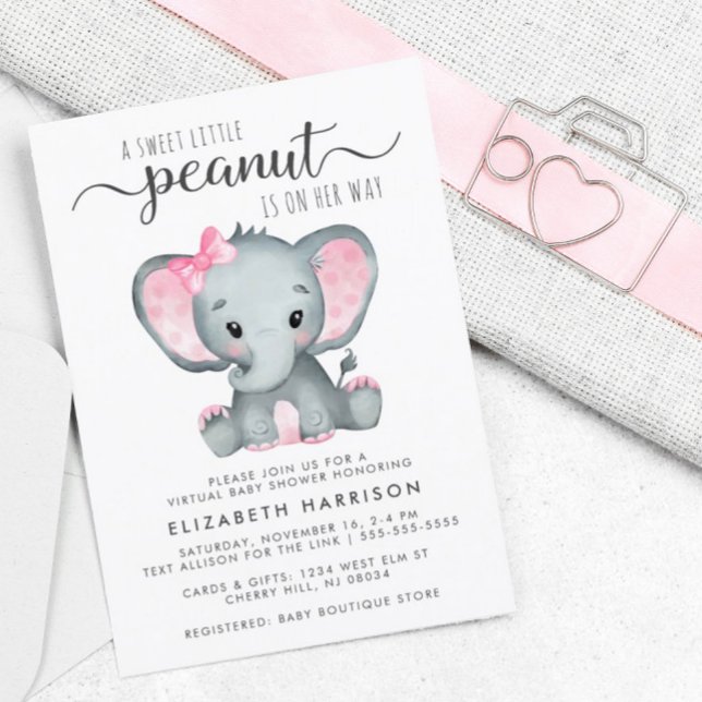Papier Elephant Baby Girl Virtual Shower Budget Invitatio (Créateur téléchargé)