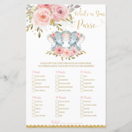 Papier Eléphant Baby shower Ce qui est dans votre jeu de