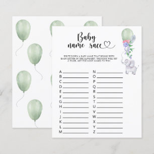 Papier Éléphant & Ballon - Jeu de course de noms de bébé