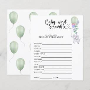 Papier Éléphant & Ballon - Jeu de mots mêlés pour bébé
