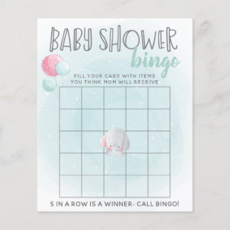 Papier Elephant Balloons Baby shower Jeu de Bingo