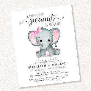 Papier Eléphant Couples Baby Girl Douche Invitation