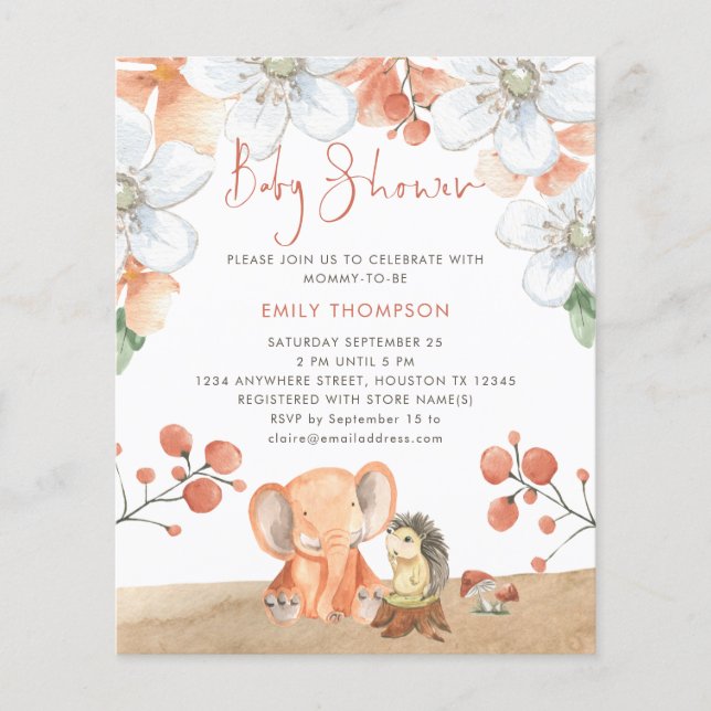 PAPIER | Elephant Igel Florals Girl Babydusche (Vorne)