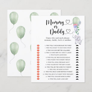 Papier Éléphant - jeu de baby shower maman ou papa