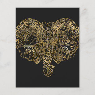 Papier Eléphant mignon dessiné à la main Fleur de henné