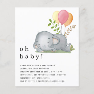 PAPIER   Elephant Pink Girl Babydusche Einladung