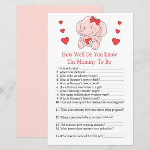 Papier éléphant rose Connaissez-vous bien le bébé showerg