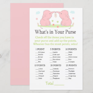 Papier Eléphant rose Qu'y a-t-il dans votre sac à main