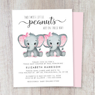 Papier Eléphant Twin Baby Girls Douche Par Mail Invitatio